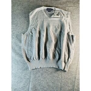 Ralph Lauren Polo Golf Vest Mens  Gray Dots Sweater V-neck Pima Cotton Size XL